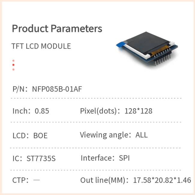 0.85-inch TFT LCD display Module