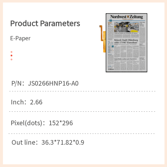 JicTech 2.66-Inch E-Paper Display Module High-contrast