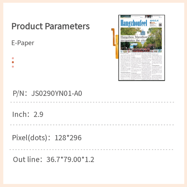 JicTech 2.9 Inch E-Paper Display Module Ultra Low Power E-ink