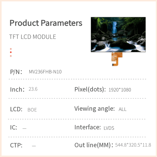 23.6-inch TFT LCD Module 1920*1080 Full – View FHD LVDS Display