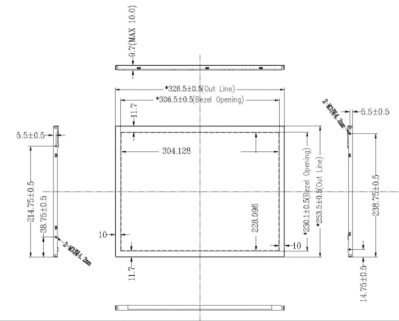 TFT-LCD Module Outline Dimensions