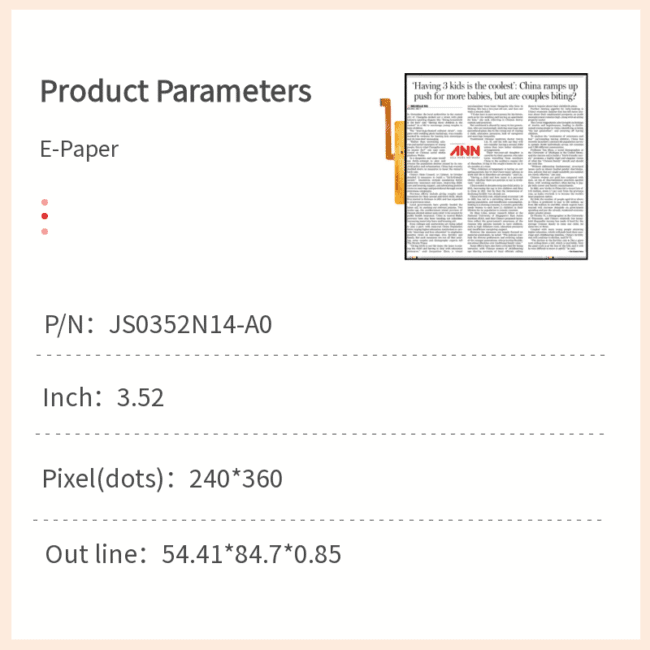3.52 inch e-paper display